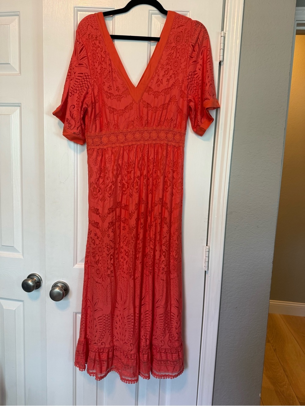 🌺❤️ Farm Rio for Anthropologie Lace Maxi Dress Surplice V-Neck Boho Size Small - Picture 5 of 8